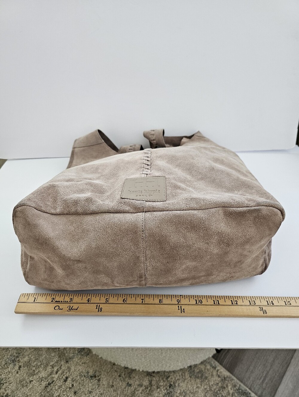 Haute Hippie Style Beige Genuine Suede Leather Slouchy Shoulder Bag Handbag - Picture 9 of 13